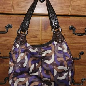 Brown/purple coach purse